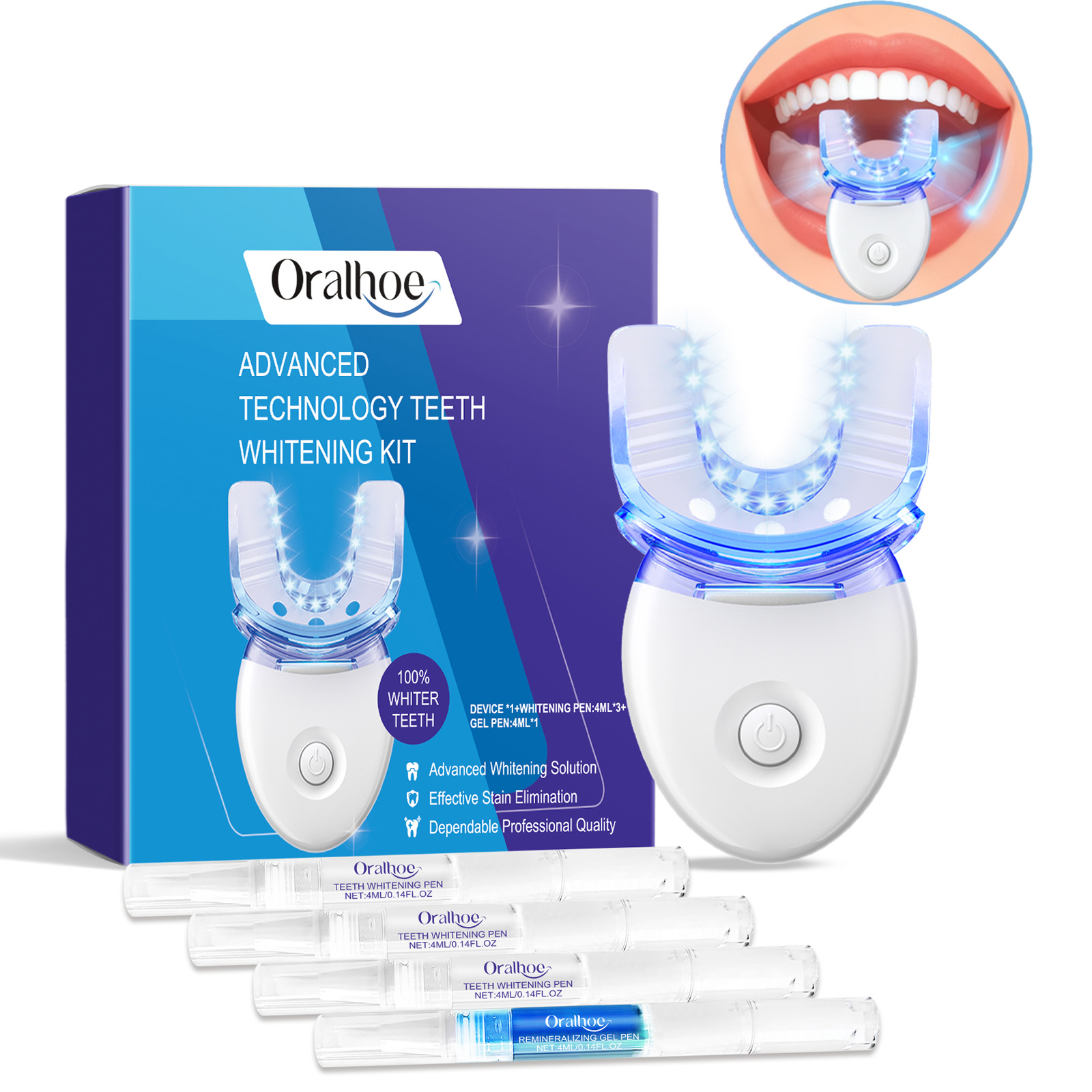 Whitening Mouthwash - Profesyonel Diş Beyazlatma LED Işık Kiti,